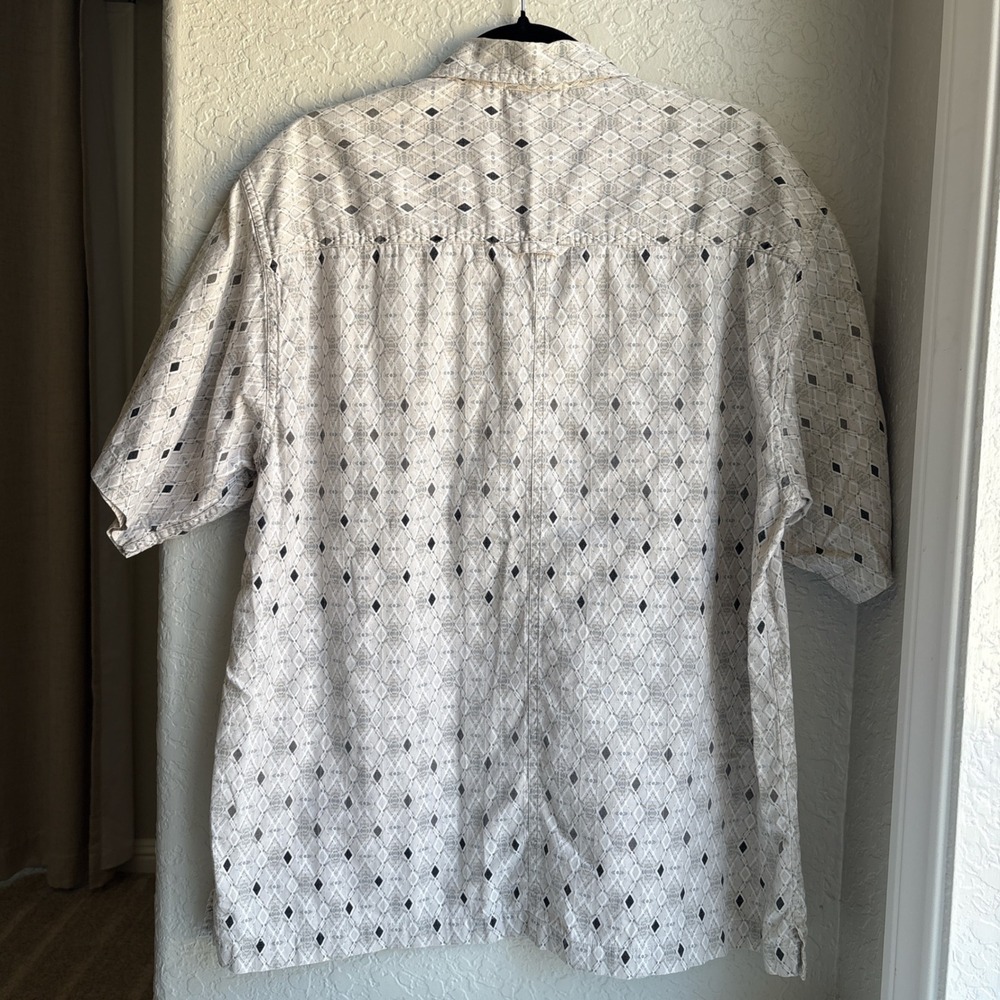 The North Face Mens L Cotton Shirt Short Sleeve Grey Diamond Boho A5 Series - Picture 4 of 7